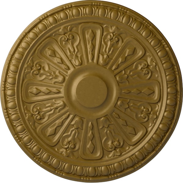 Ekena Millwork Raymond Ceiling Medallion (Fits Canopies up to 5 3/8"), Hand-Painted Gold, 18"OD x 1 1/4"P CM18RA2GLS - main